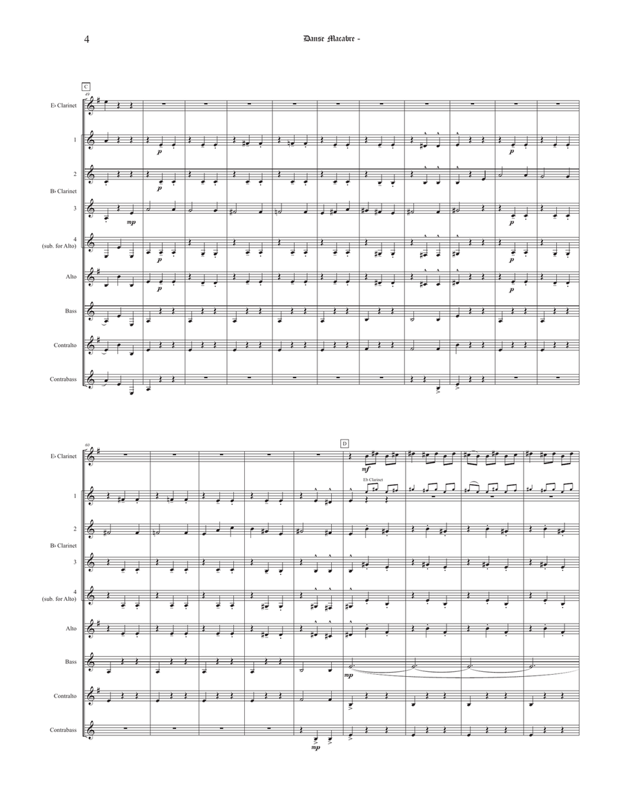 Danse Macabre (for Clarinet Choir) Clarinet Choir scores gallery preview page 4