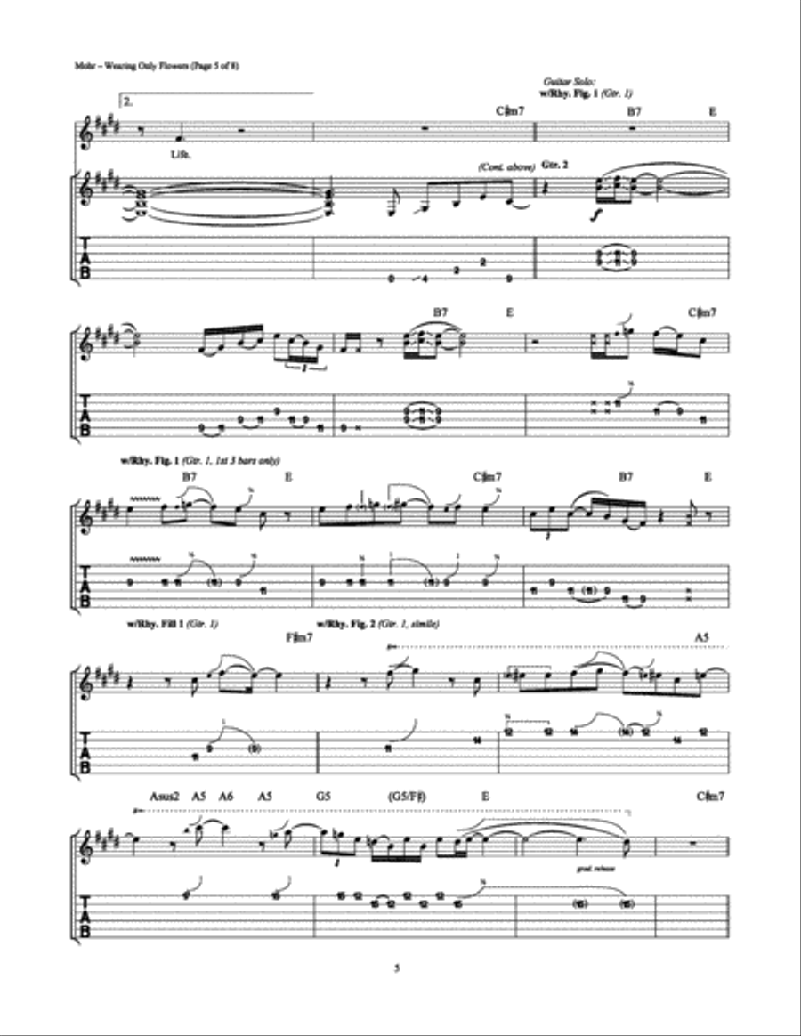 Wearing Only Flowers Electric Guitar scores gallery preview page 5