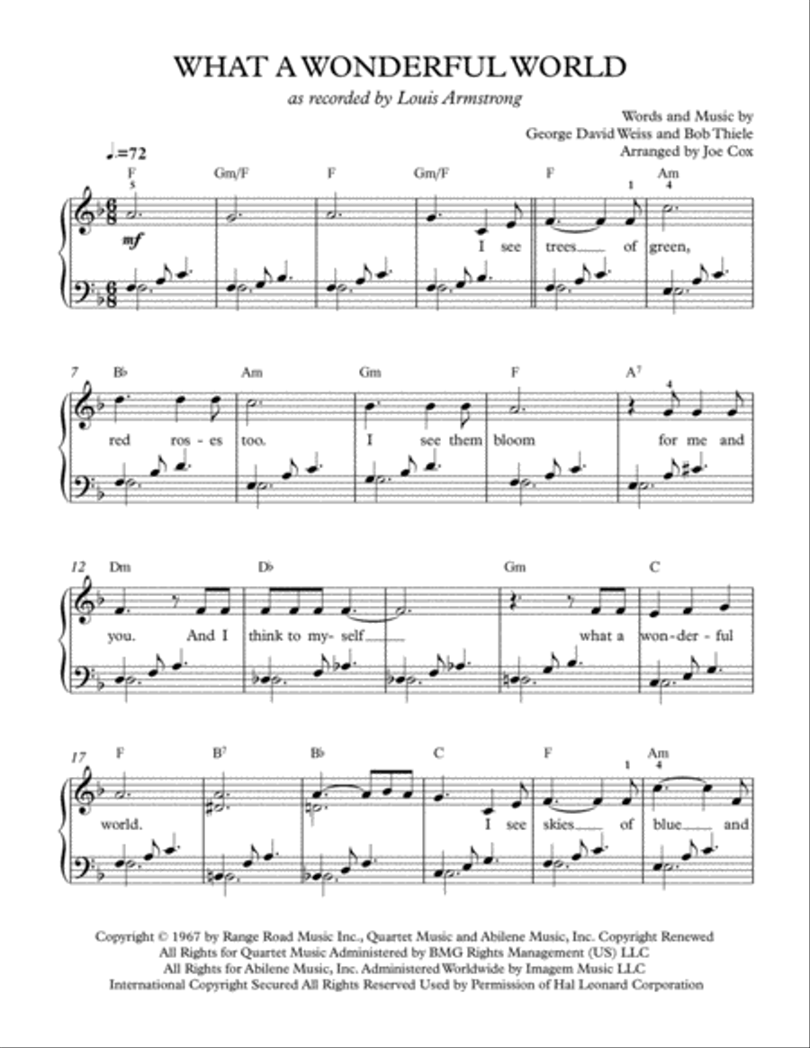 What A Wonderful World Voice scores gallery preview page 1