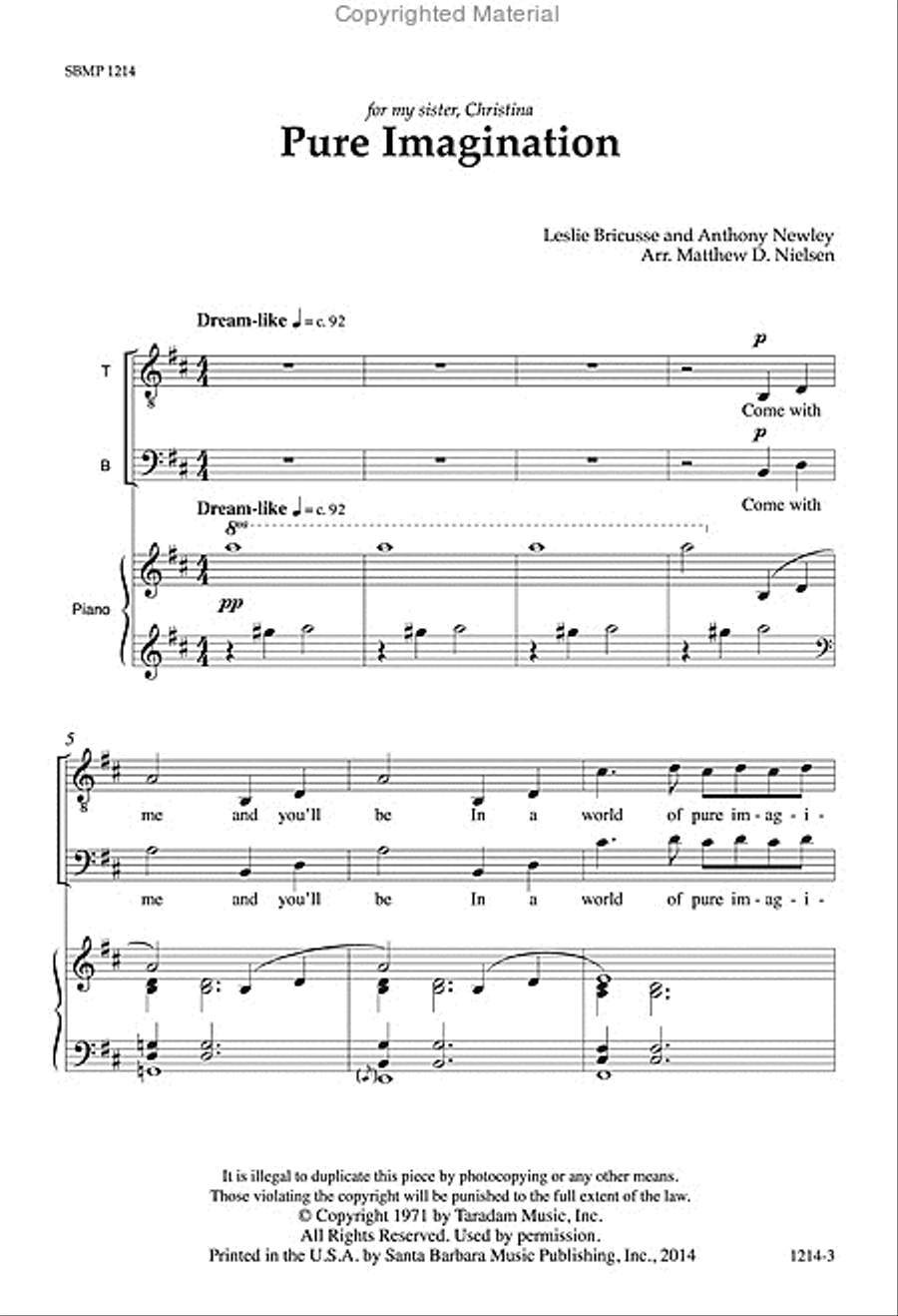 Pure Imagination - SATB divisi Octavo Divisi scores gallery preview page 2