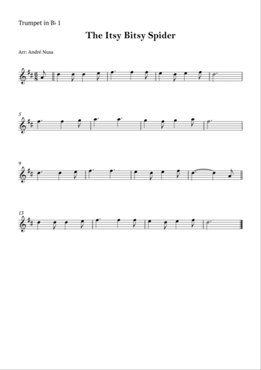 The Itsy Bitsy Spider Trumpet Duet scores gallery preview page 2