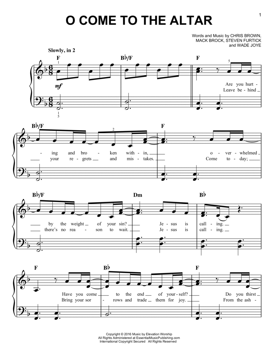O Come To The Altar Easy Piano scores gallery preview page 1