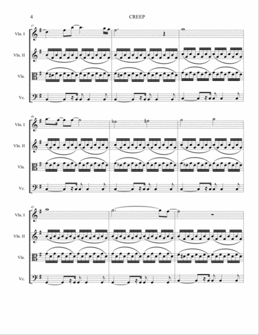 Creep String Quartet scores gallery preview page 4