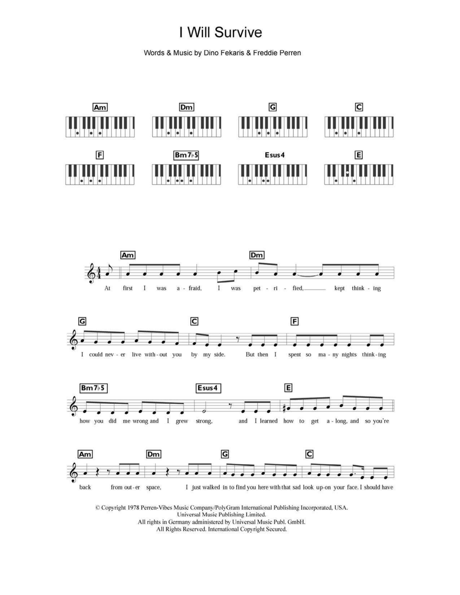I Will Survive Piano scores gallery preview page 1