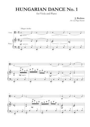 Hungarian Dances Nos. 1-5 for Viola and Piano