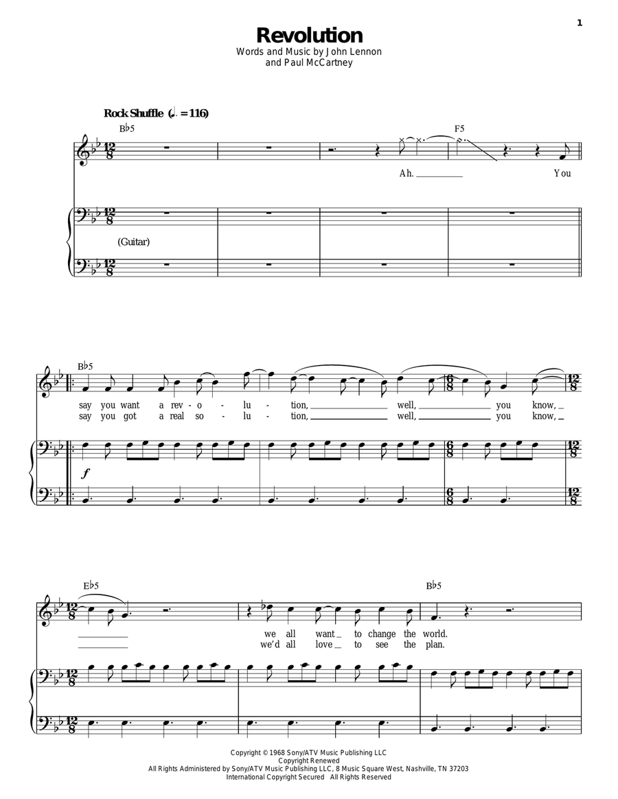 Revolution Piano, Vocal scores gallery preview page 1