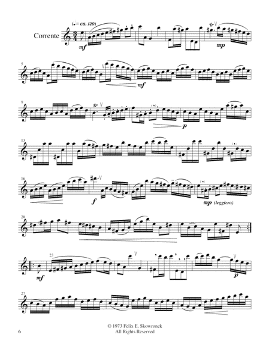 Sonata in A Minor for Flute (unaccompanied) Woodwind Duet scores gallery preview page 6