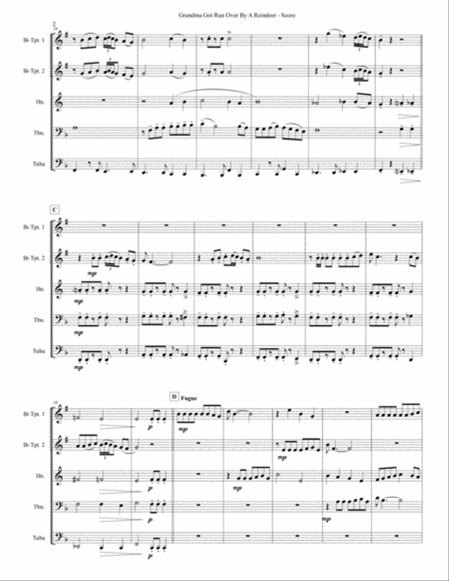 Grandma Got Run Over By A Reindeer Brass Ensemble scores gallery preview page 2