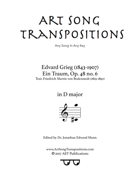 GRIEG: Ein Traum, Op. 48 no. 6 (transposed to D major)