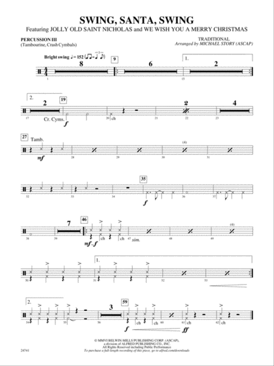 Swing, Santa, Swing: 3rd Percussion Concert Band scores gallery preview page 1