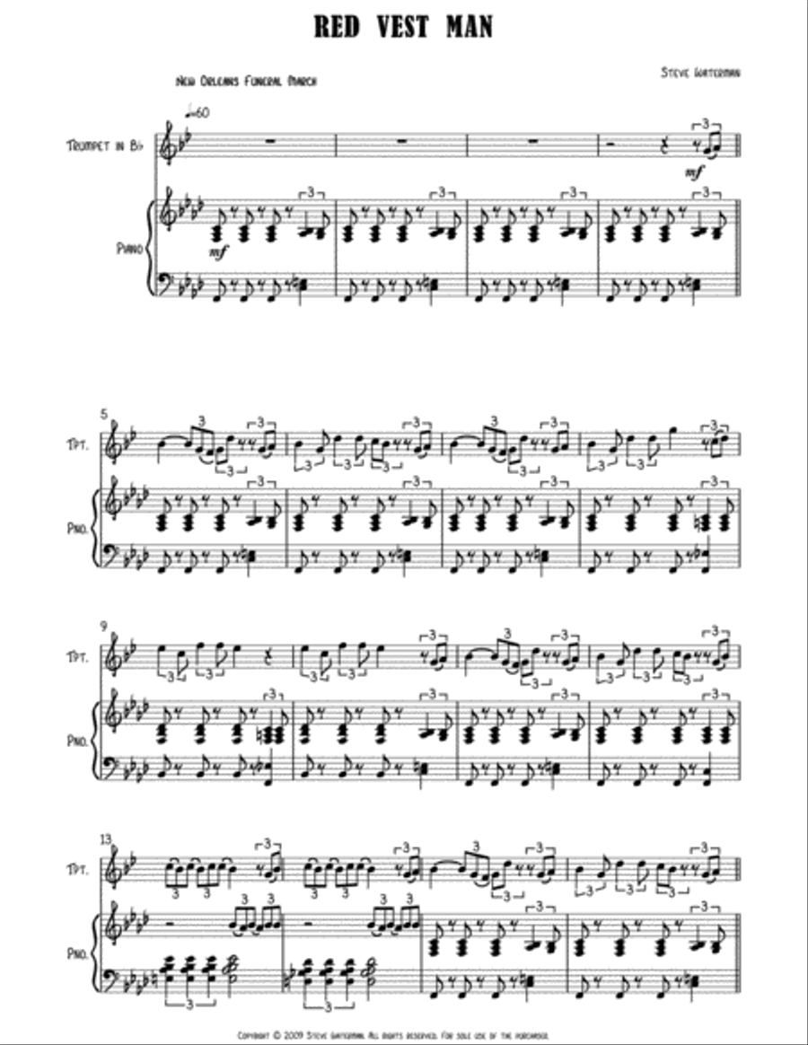 Red Vest Man for Bb Trumpet and Piano B-Flat Trumpet scores gallery preview page 2