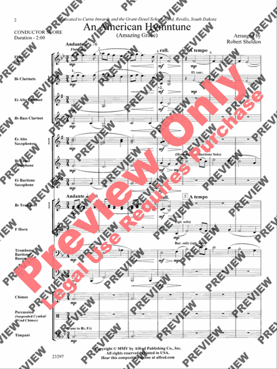 An American Hymntune (Amazing Grace) Concert Band scores gallery preview page 3