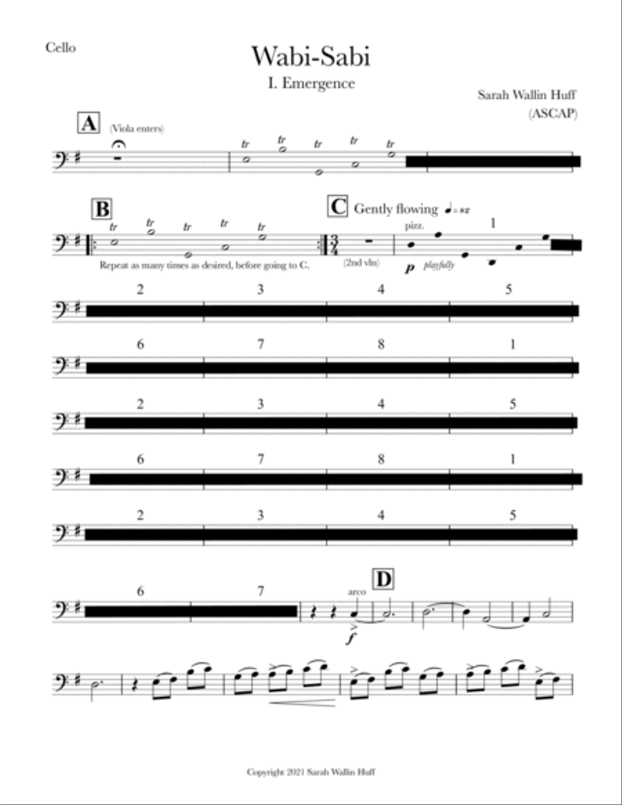 Wabi-Sabi (for string quartet) [Cello] String Quartet scores gallery preview page 5