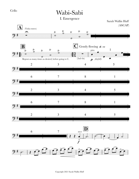Wabi-Sabi (for string quartet) [Cello] image number null