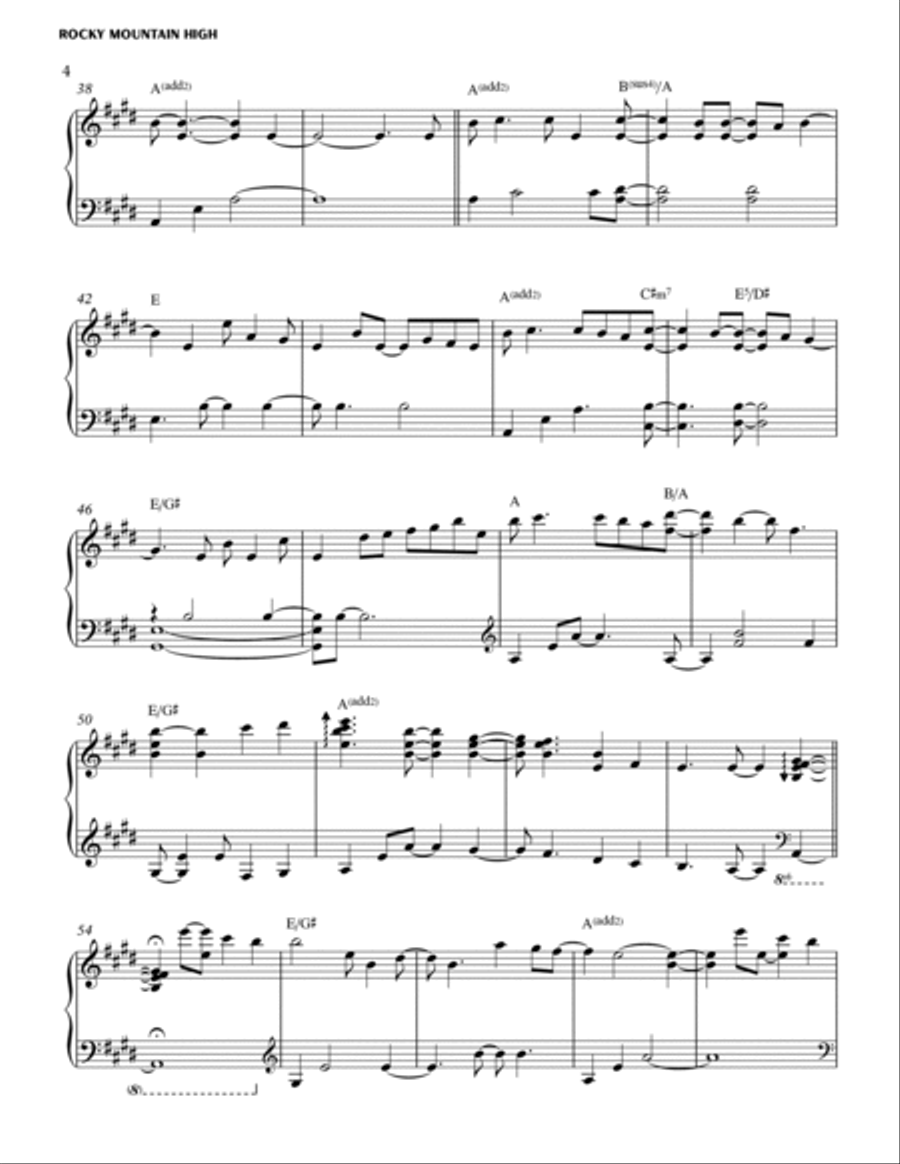 Rocky Mountain High Piano Solo scores gallery preview page 4