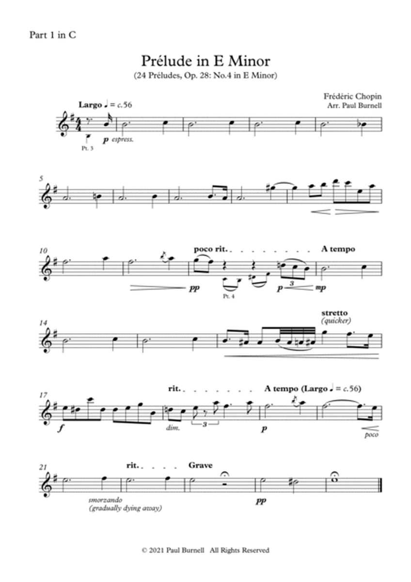 Prélude in E Minor, arranged for instruments in four parts image number null