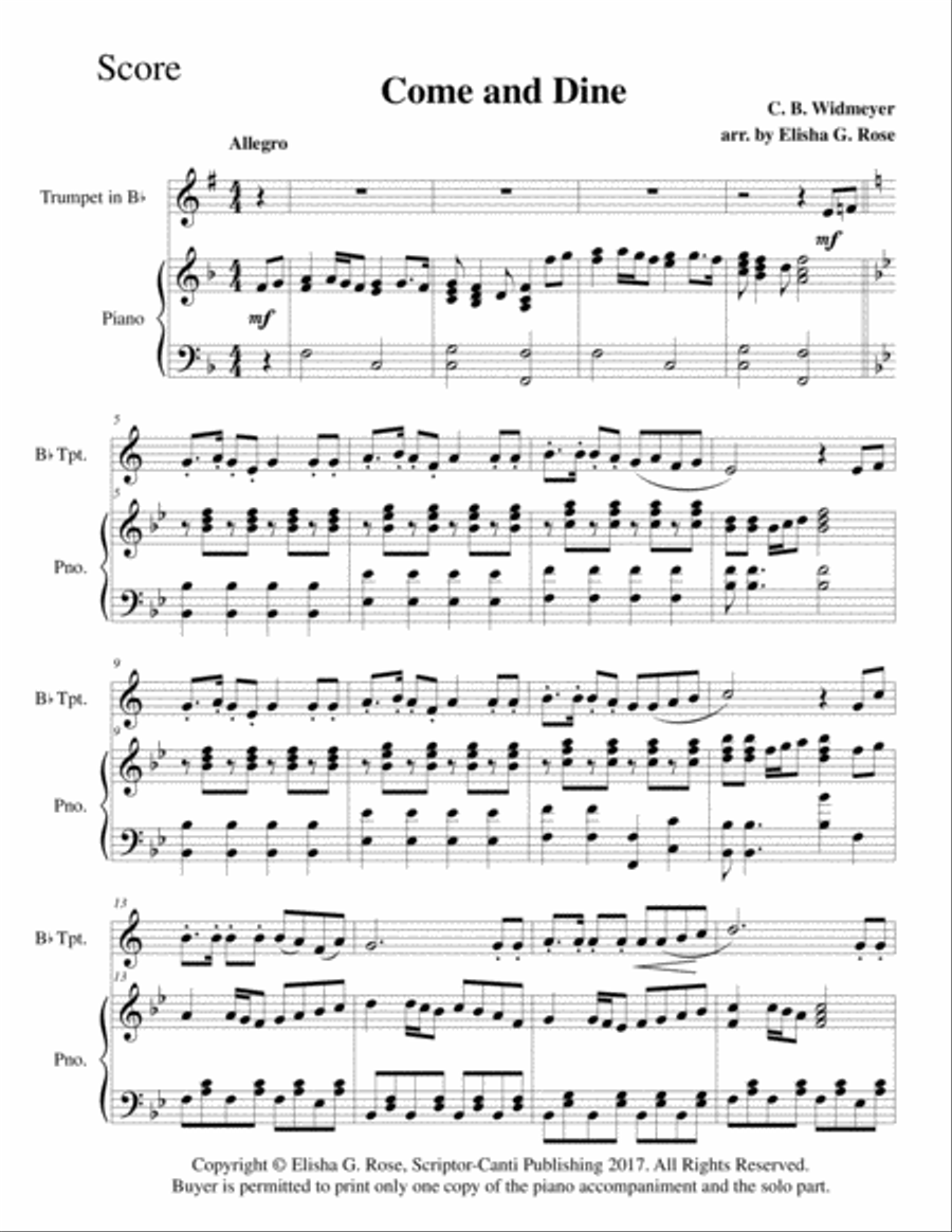 Come and Dine for Trumpet Trumpet Solo scores gallery preview page 2