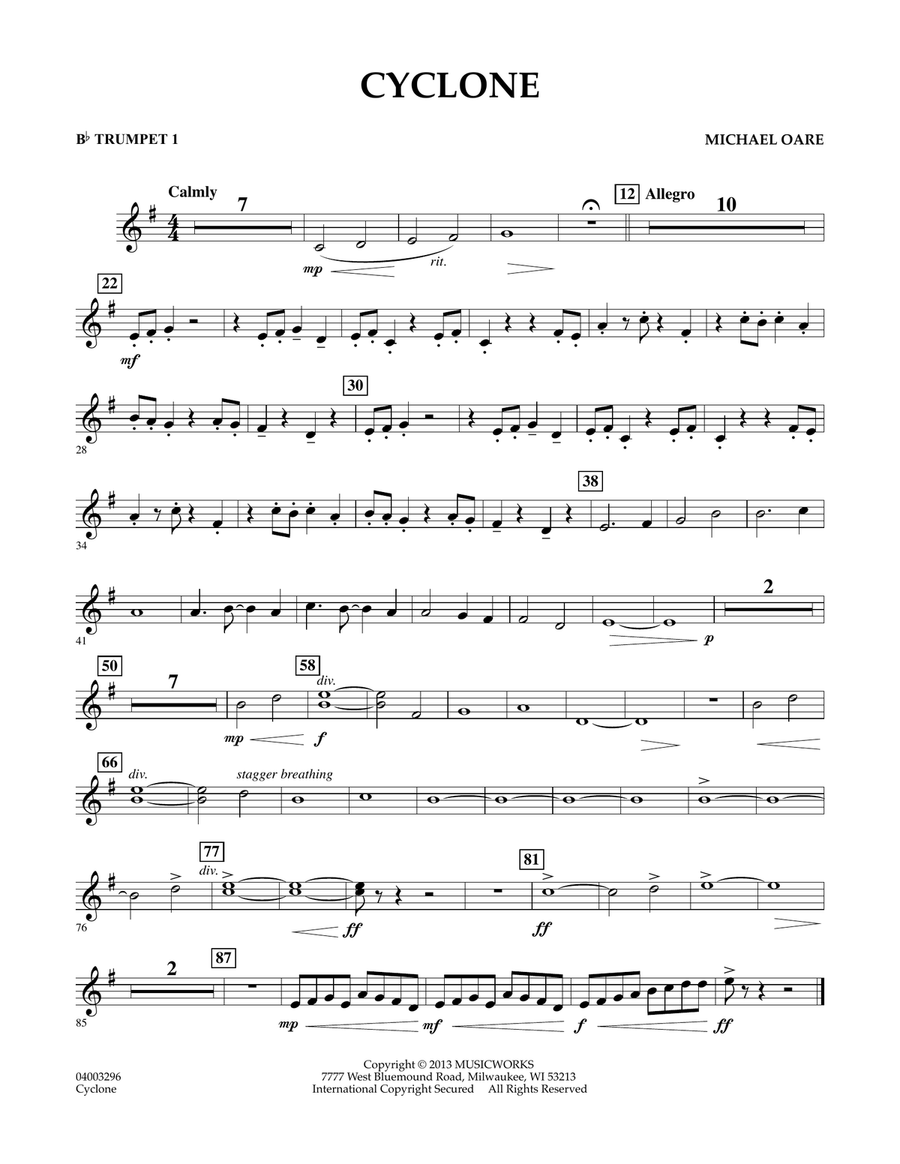 Cyclone - Bb Trumpet 1 Concert Band scores gallery preview page 1