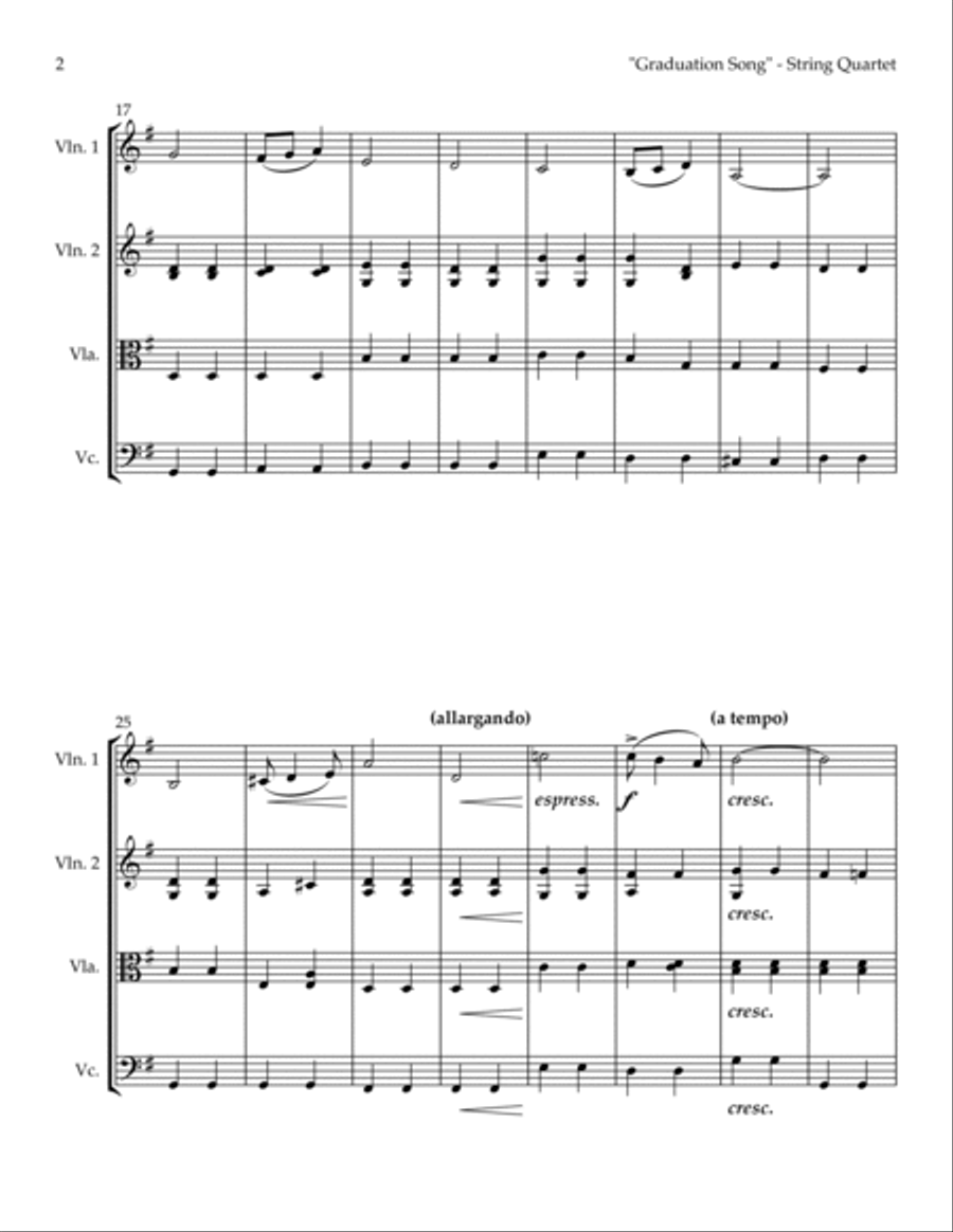 "Graduation Song" from Pomp and Circumstance March No. 1, Op. 39, No. 1