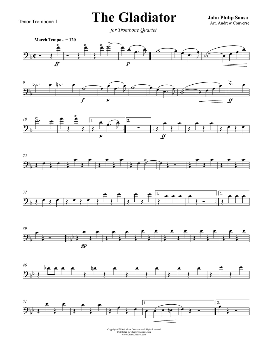 Gladiator March for Trombone Quartet Trombone Quartet scores gallery preview page 5