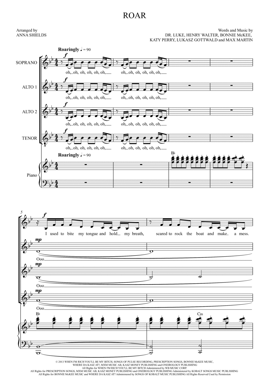Roar Choir scores gallery preview page 1