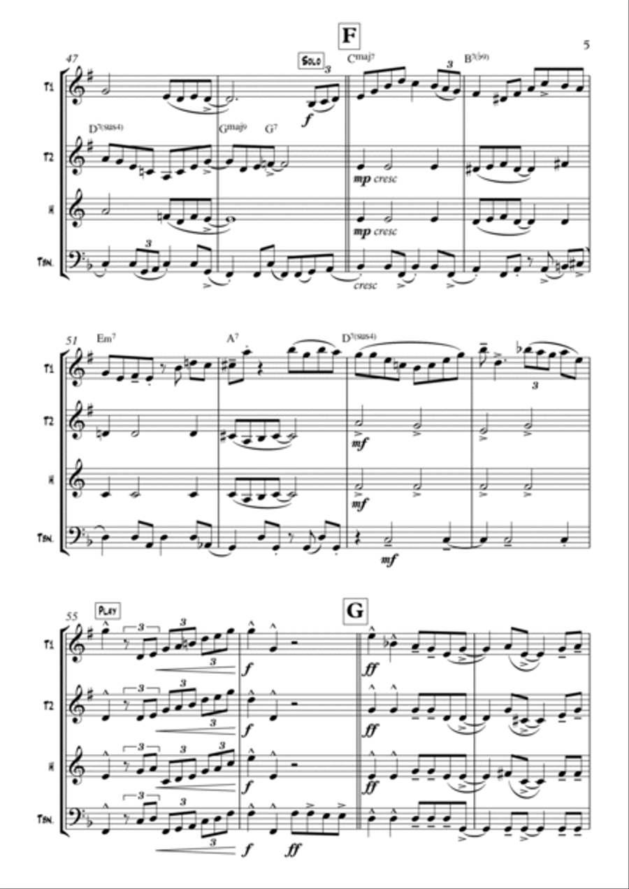 Isn't She Lovely Brass Quartet scores gallery preview page 5