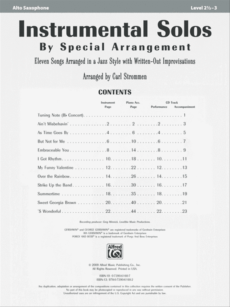 Instrumental Solos by Special Arrangement (11 Songs Arranged in Jazz Styles with Written-Out Improvisations) Alto Saxophone scores gallery preview page 2