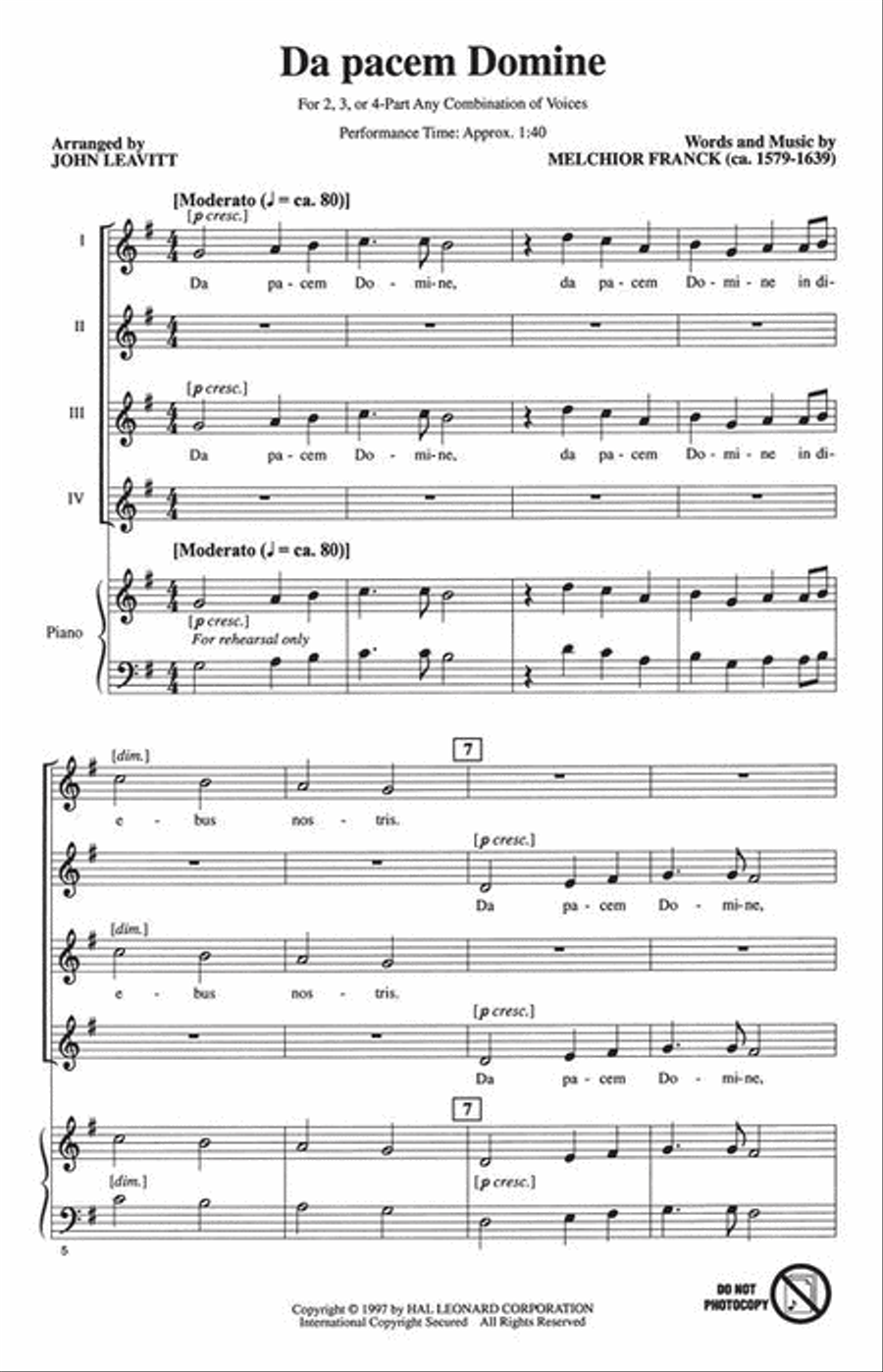 Da pacem Domine Da pacem Domine 4-Part scores gallery preview page 4