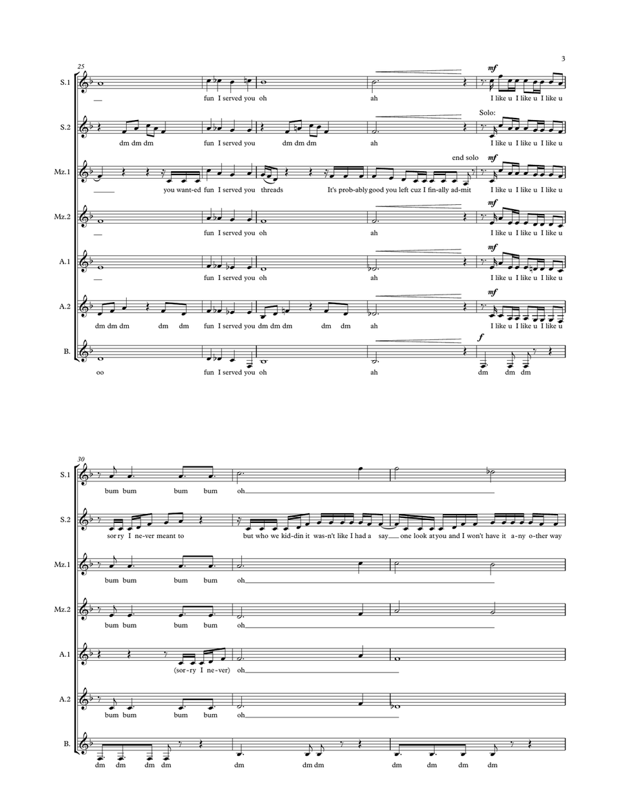 I Like U SSAA - Digital Sheet Music page 3