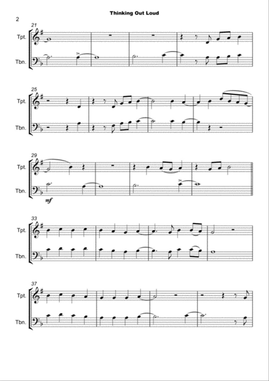 Thinking Out Loud Brass Duet scores gallery preview page 3