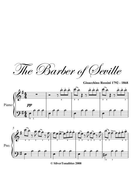 The Barber of Seville Easy Piano Sheet Music