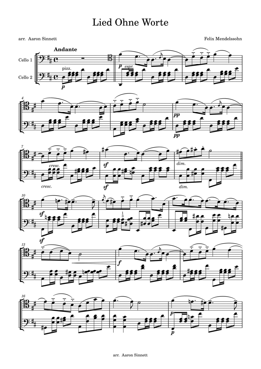 Lied Ohne Worte (Song Without Words) String Duet scores gallery preview page 1
