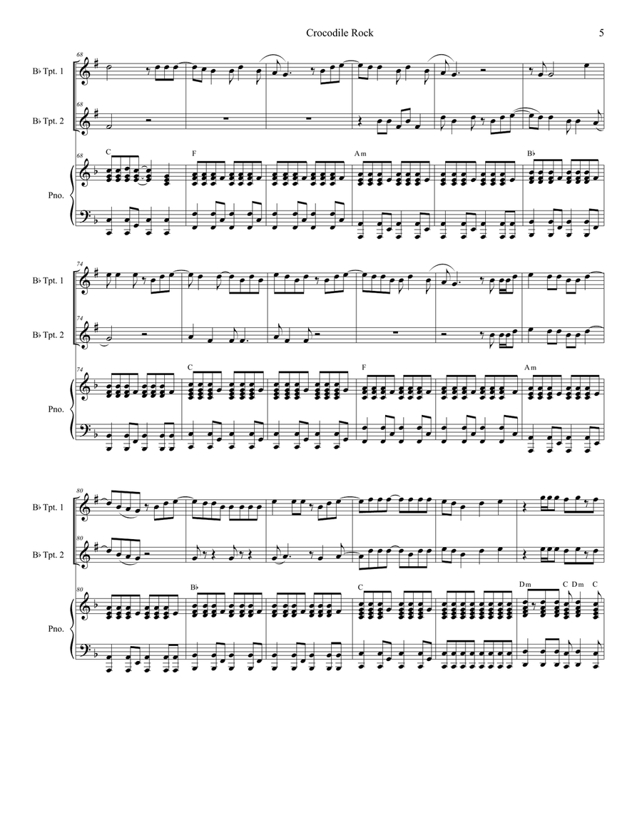 Crocodile Rock Crocodile Rock Trumpet Duet scores gallery preview page 5