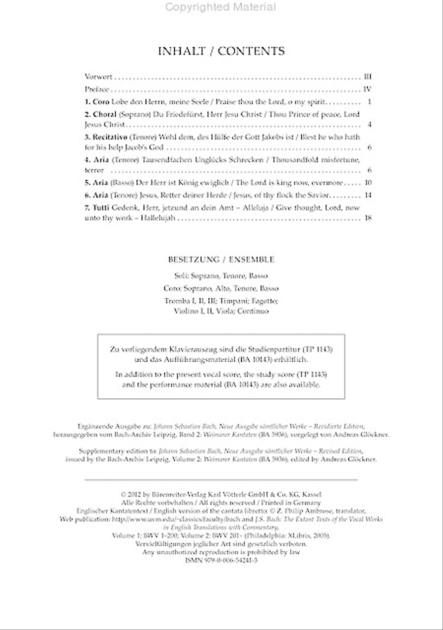 Praise thou the Lord, o my spirit, BWV 143 4-Part scores gallery preview page 3