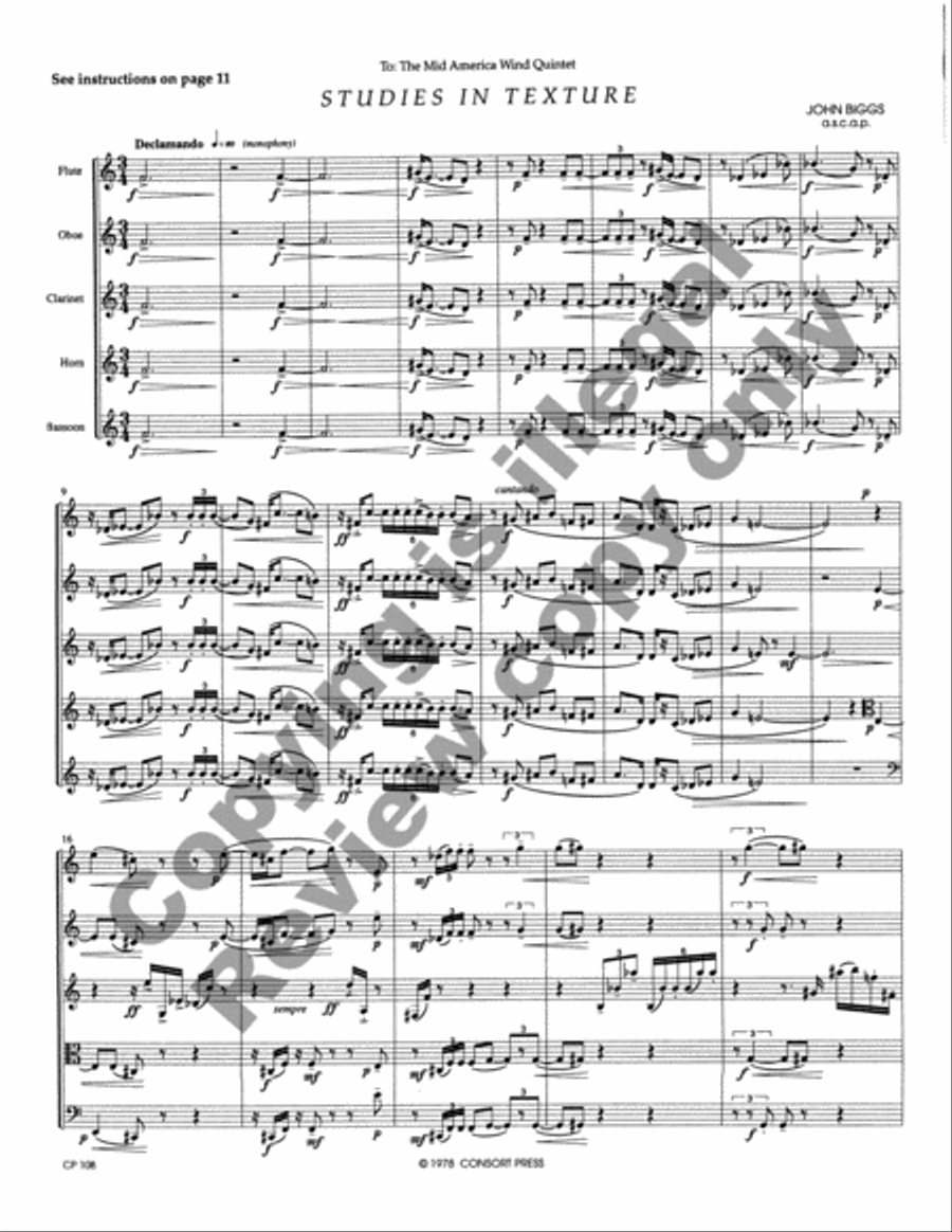 Studies in Texture Woodwind Quintet scores gallery preview page 9