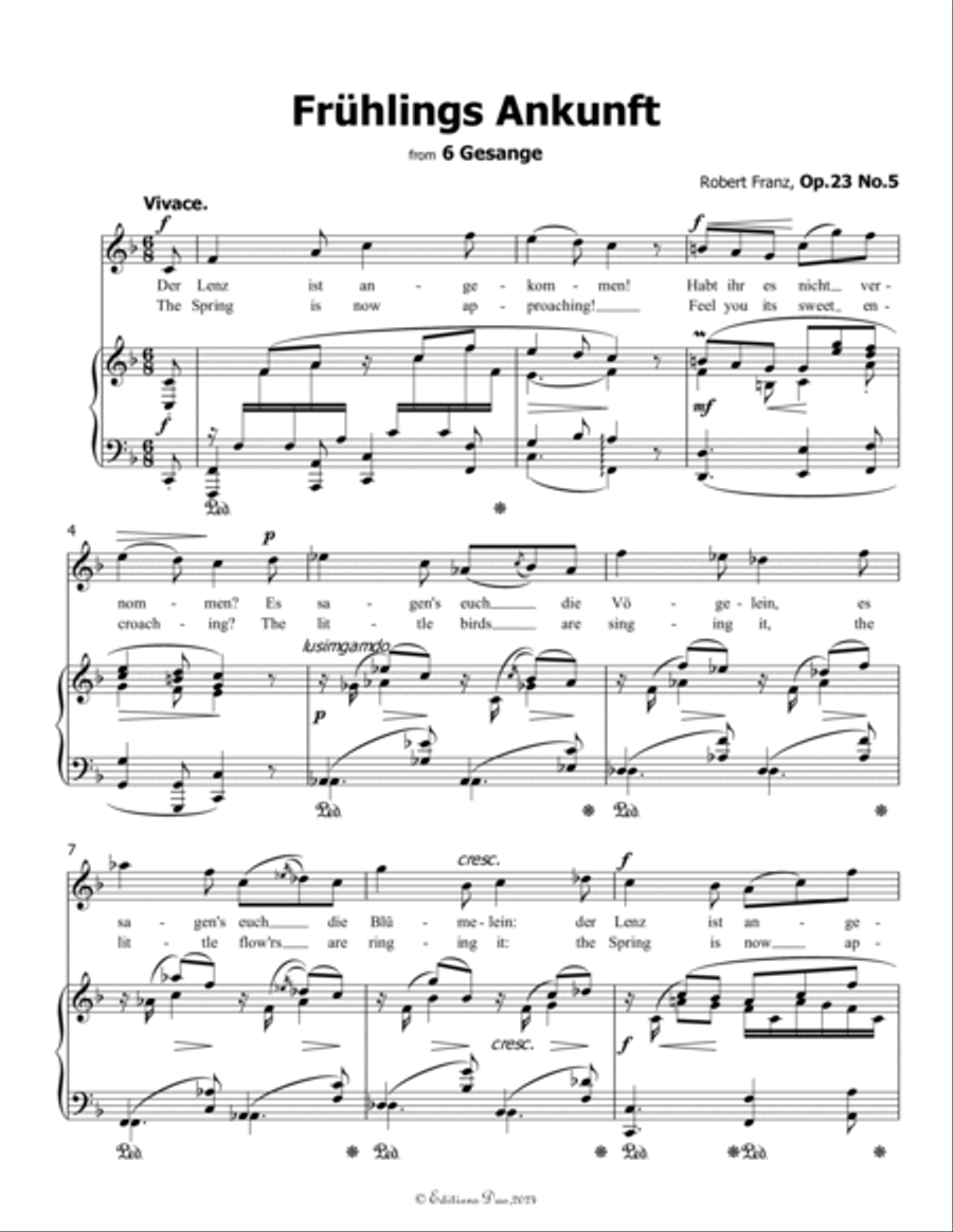 Fruhlings Ankunft, by Robert Franz, in F Major Voice scores gallery preview page 3