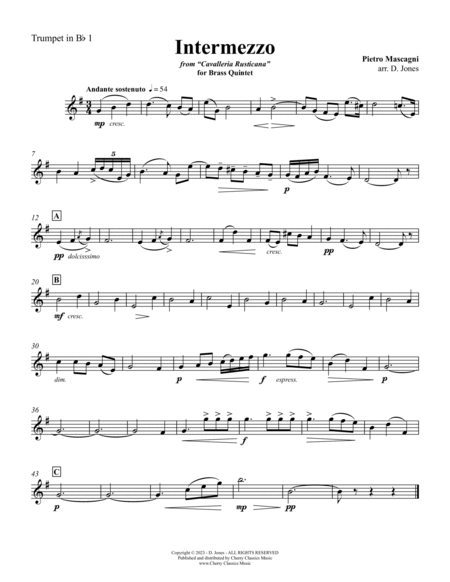 Intermezzo from Cavalleria Rusticana for Brass Quintet image number null