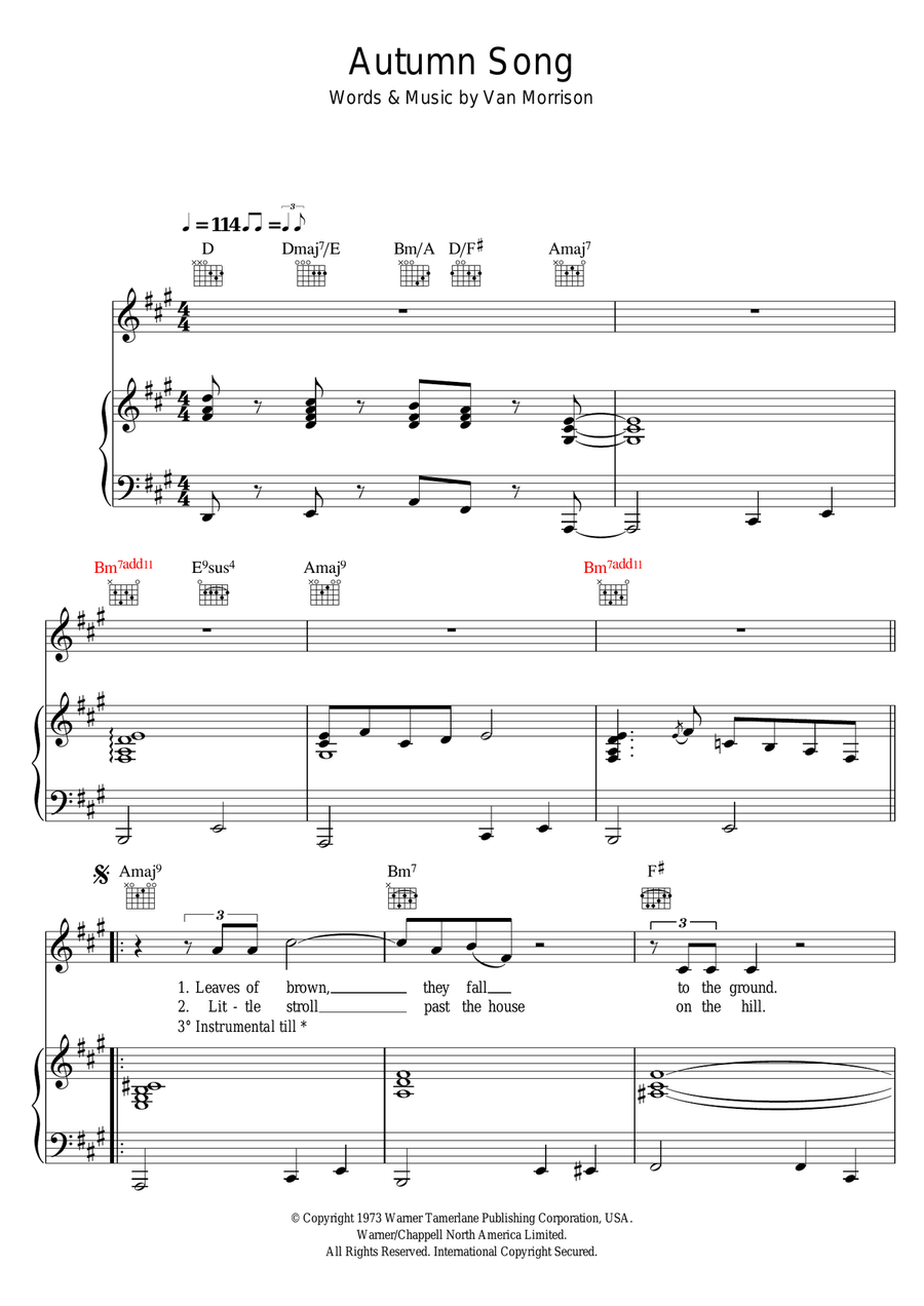 Autumn Song Piano, Vocal scores gallery preview page 1
