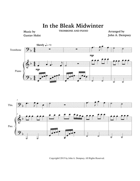 In the Bleak Midwinter (Trombone and Piano) image number null