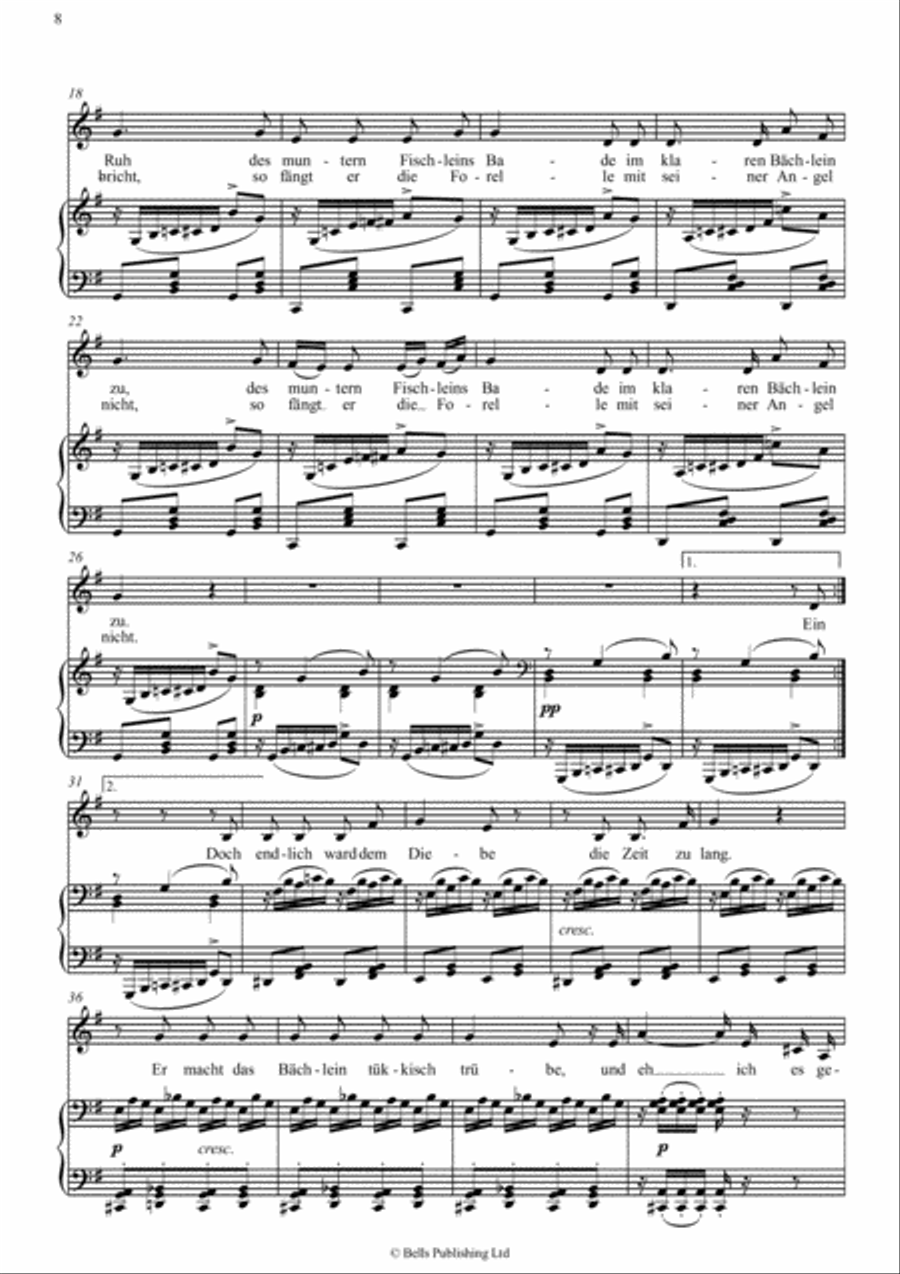 Die Forelle, Op. 32 (D. 550) (G Major) Voice Solo scores gallery preview page 2