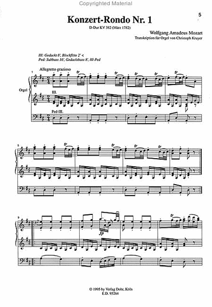 Konzert-Rondo Nr. 1 D-Dur KV 382 (1782) (für Orgel)