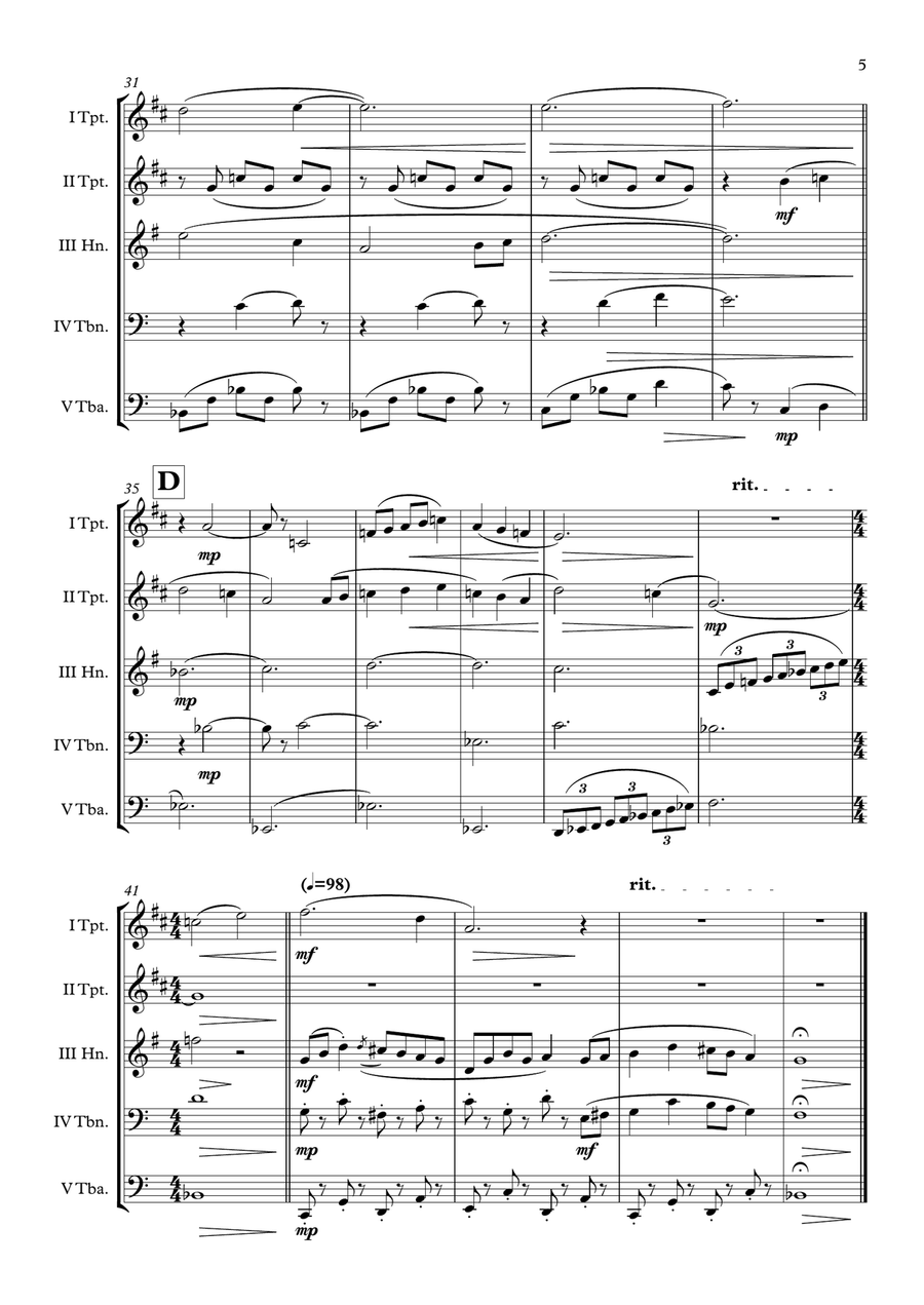 The Minimoys Overture Brass Quintet scores gallery preview page 6