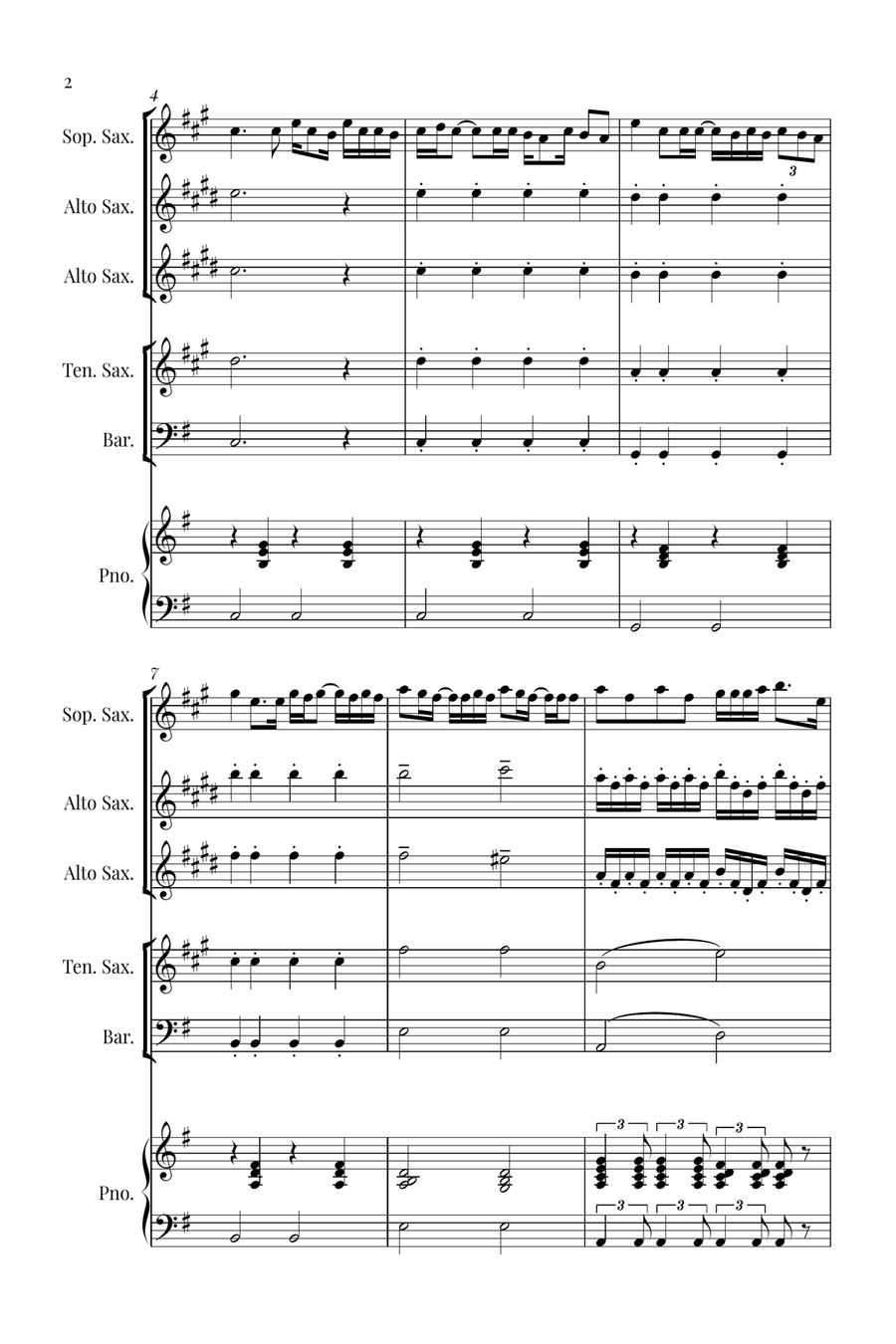 Die With A Smile Saxophone Quintet scores gallery preview page 2