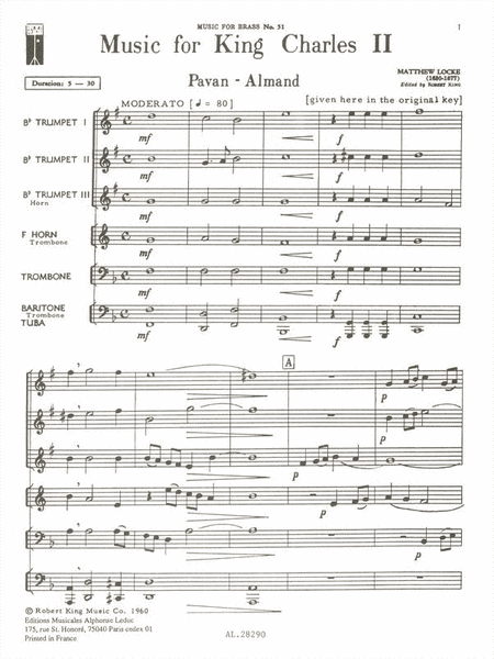 Music For King Charles Ii (brass Sextet)