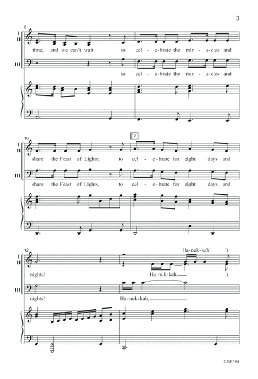 Hanukkah is Here! Three-part Mixed 3-Part scores gallery preview page 3