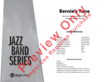 Bernie's Tune by Dave Wolpe Jazz Ensemble - Sheet Music