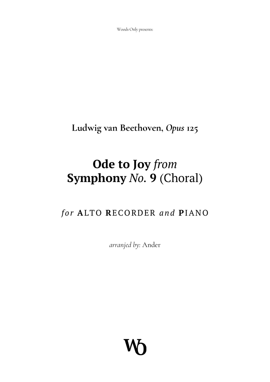 Ode to Joy by Beethoven for Alto Recorder Alto Recorder scores gallery preview page 1