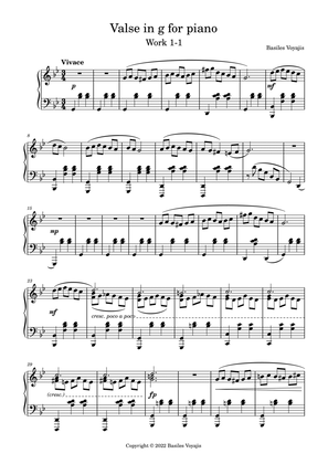 Valse for piano in g minor, Work 1-1