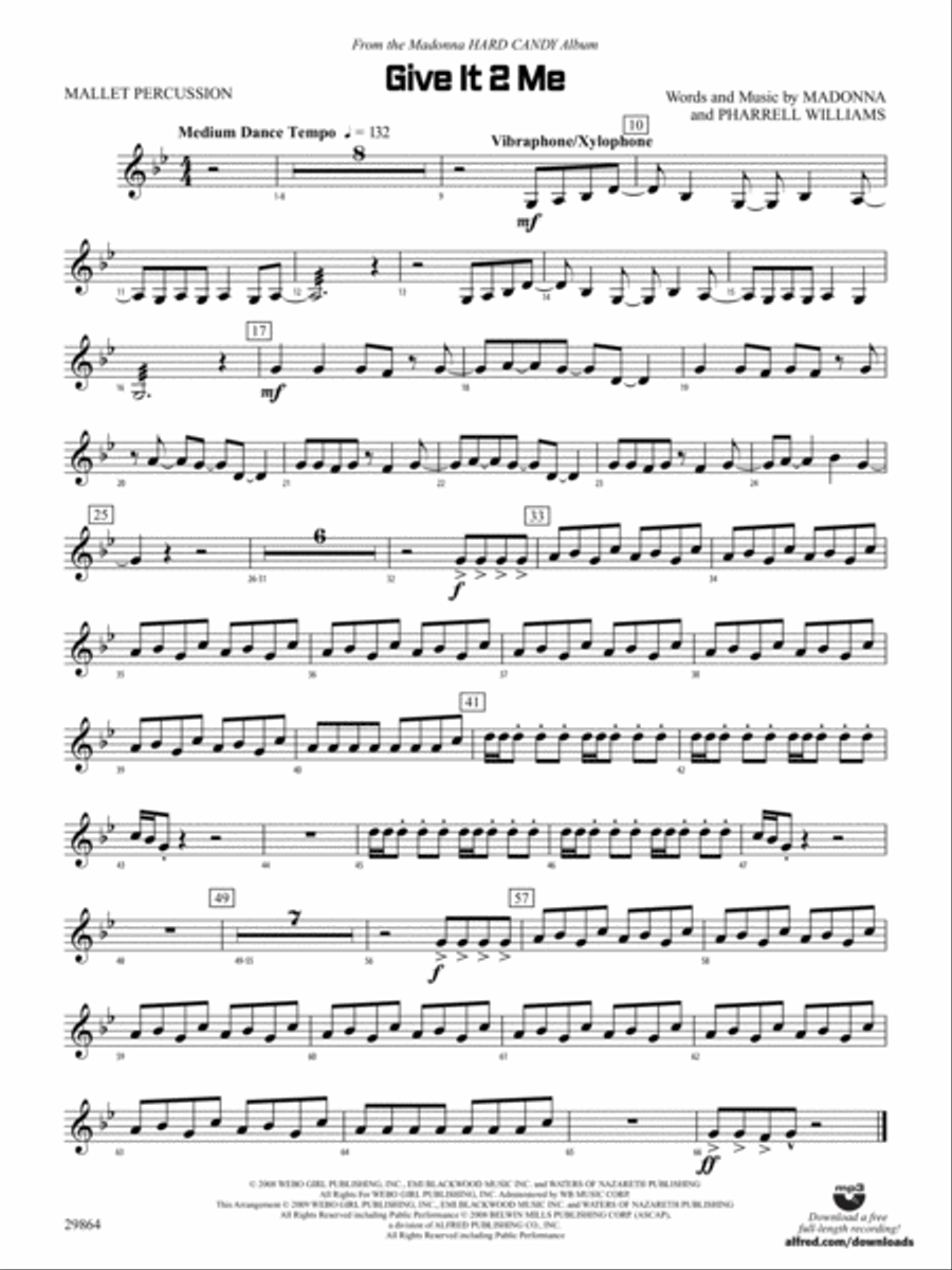 Give It 2 Me: Mallets Concert Band scores gallery preview page 1
