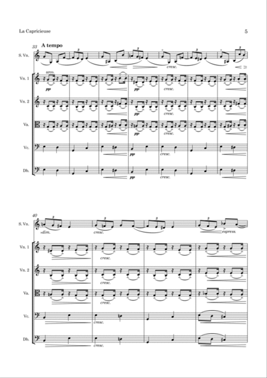 Elgar La Capricieuse Op. 17 for Solo Violin and String Orchestra String Orchestra scores gallery preview page 6